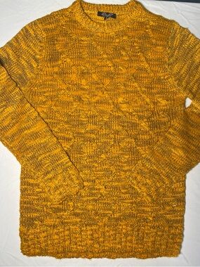 Rion D Textured Marled Mustard Yellow Knit Sweater
